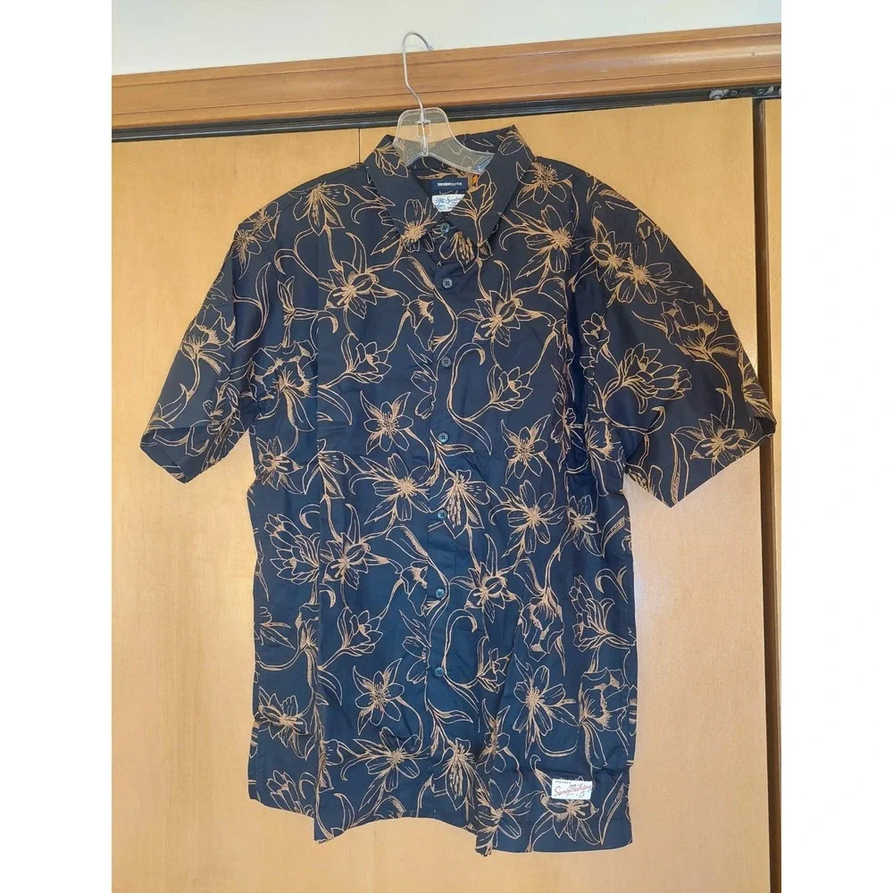 NEW! Superdry Men's Vintage Hawaiian Shirt Black & Tan Modal/Cotton Size XL - Picture 1 of 9